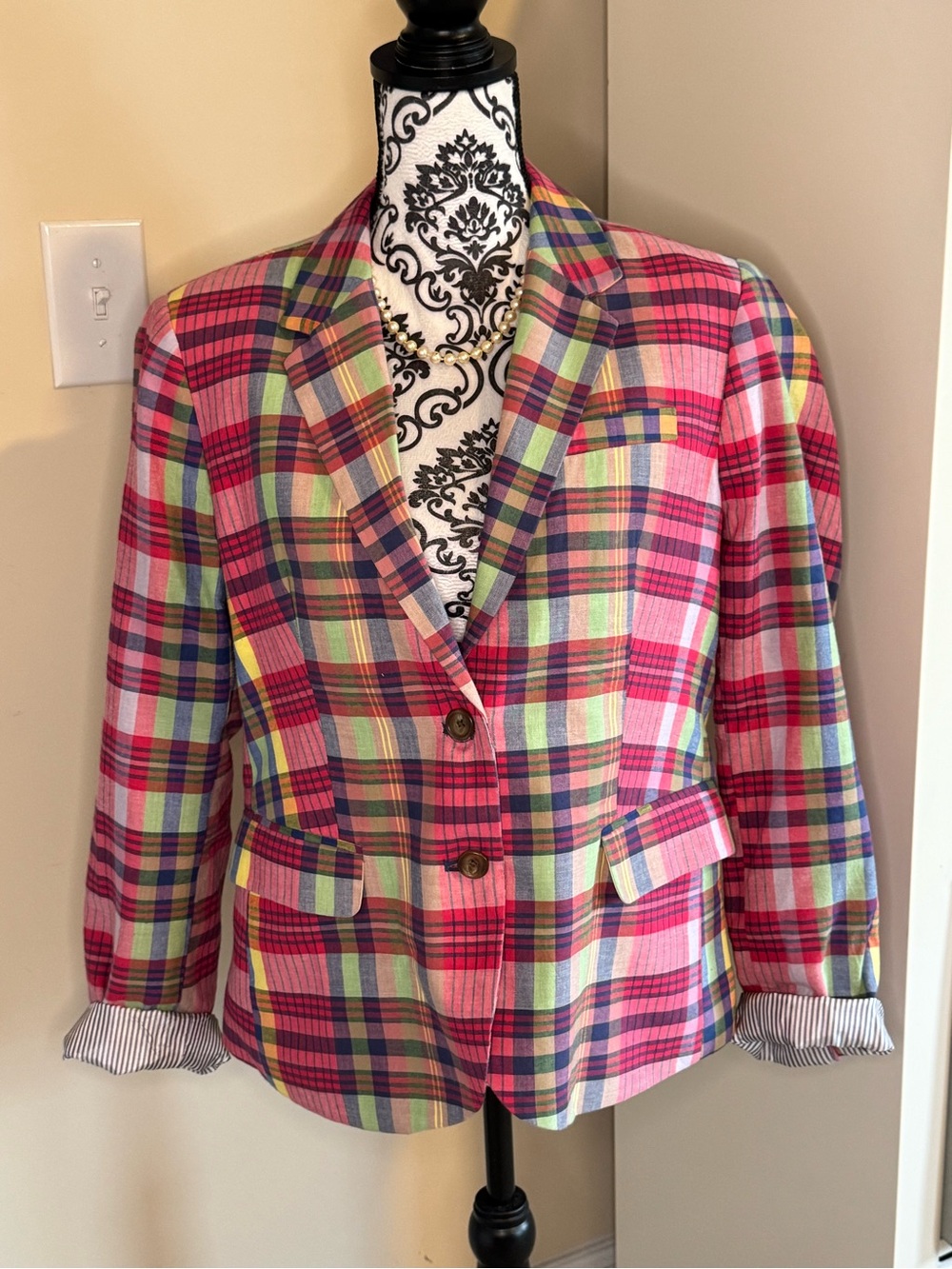 J. Crew Madras Multi-Color Plaid Women's Blazer